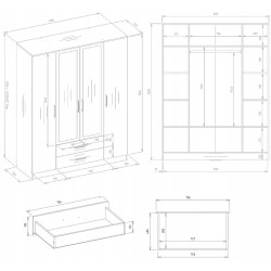 Dulap TopEshop Romana 160x205 cu oglinda (Cashmere) Thumb