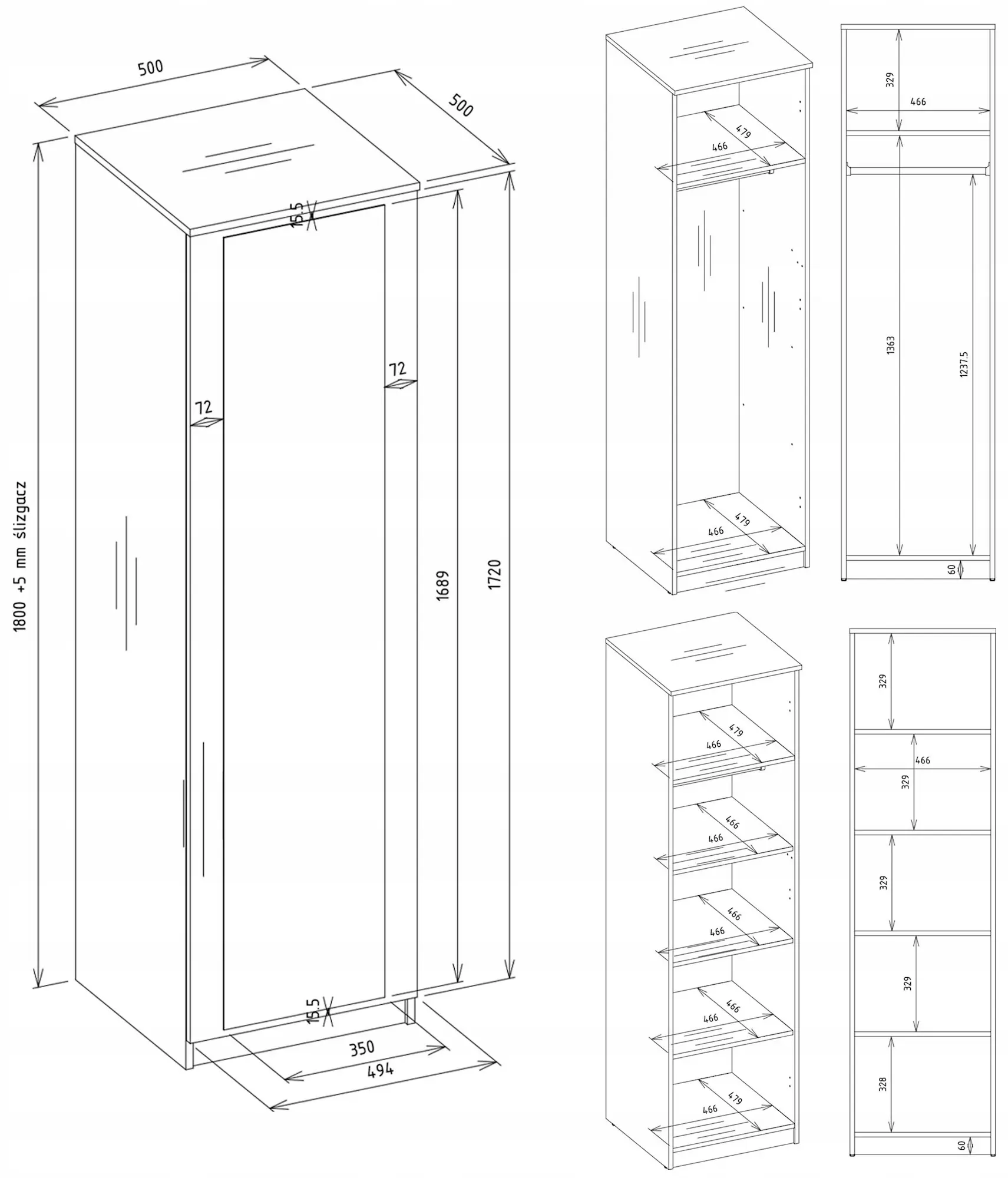 Шкаф TopEshop SD-50 (White Matte) - 7