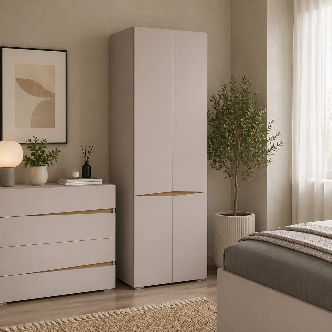 Dulap Yasen Leo 4D 70x190x40 (Cashmere/Artisan Oak)