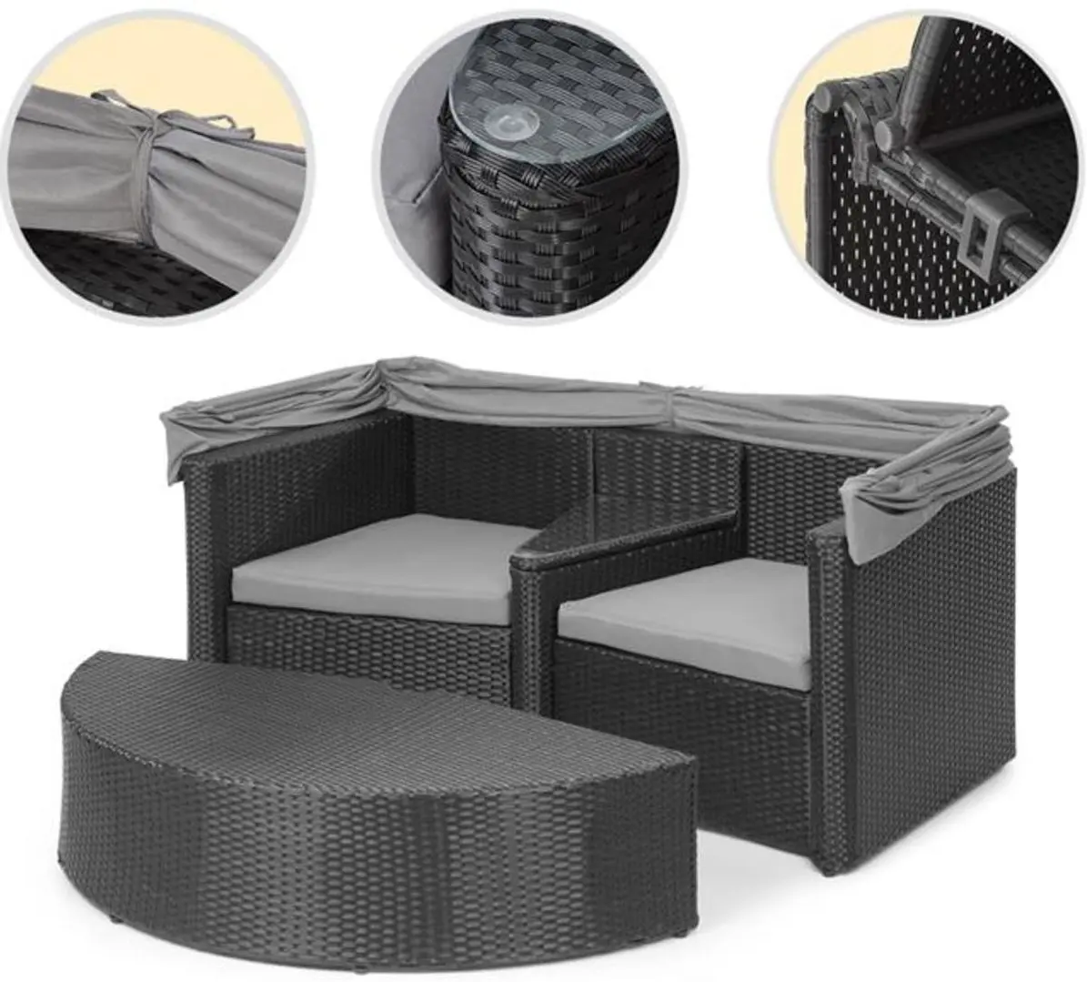 Садовый диван Blumfeldt Heartland (Grey/Black) - 7