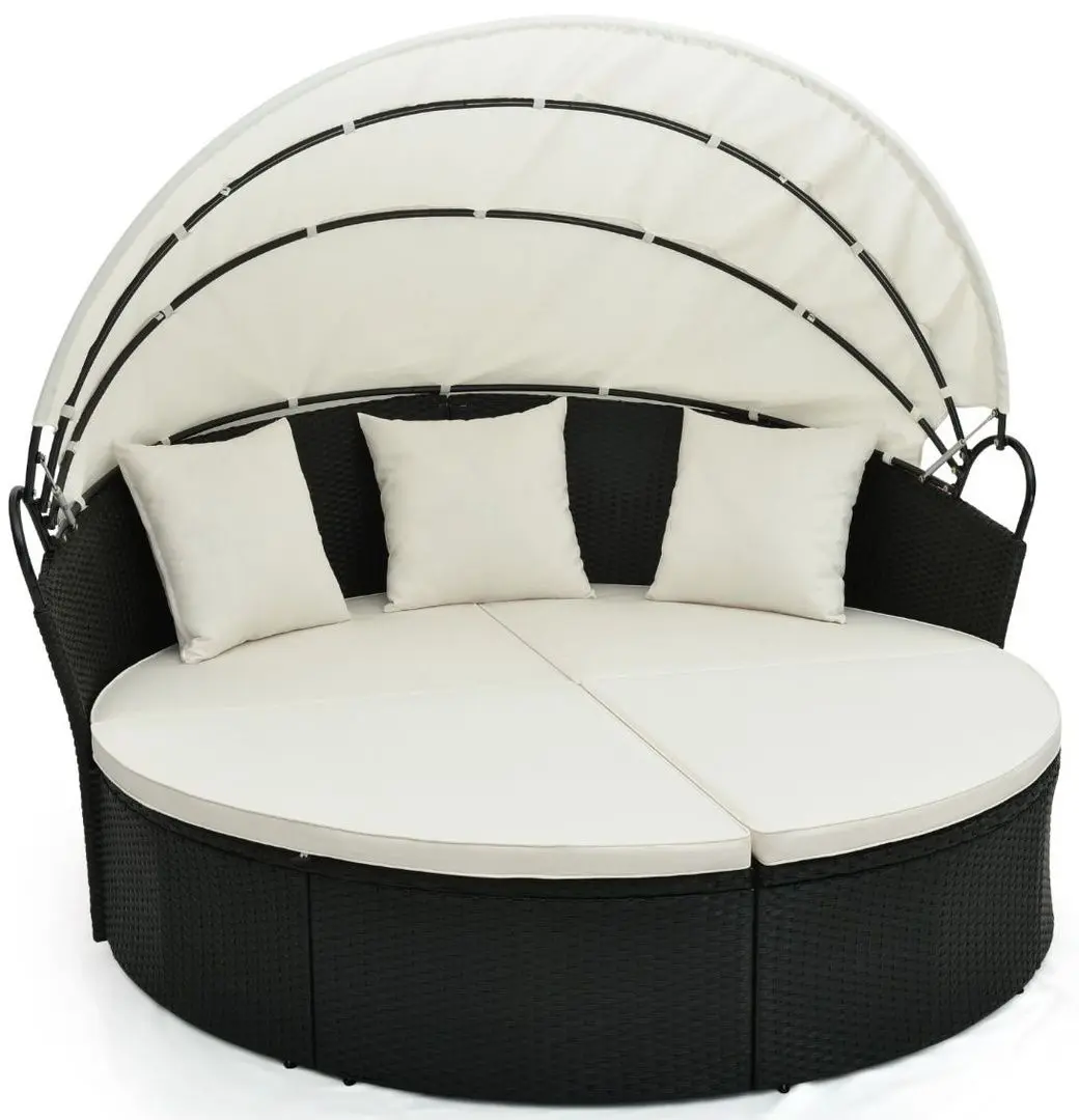 Canapea modulara de gradina Costway HW71564WH (Beige/Cream)