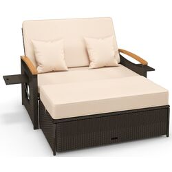 Садовый раскладной диван Costway HW71627BN (Brown/Beige) Thumb