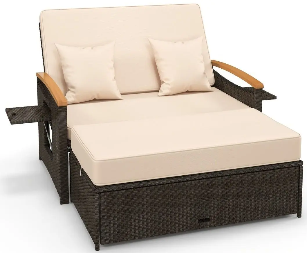 Садовый раскладной диван Costway HW71627BN (Brown/Beige) - 2