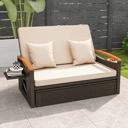 Садовый раскладной диван Costway HW71627BN (Brown/Beige)