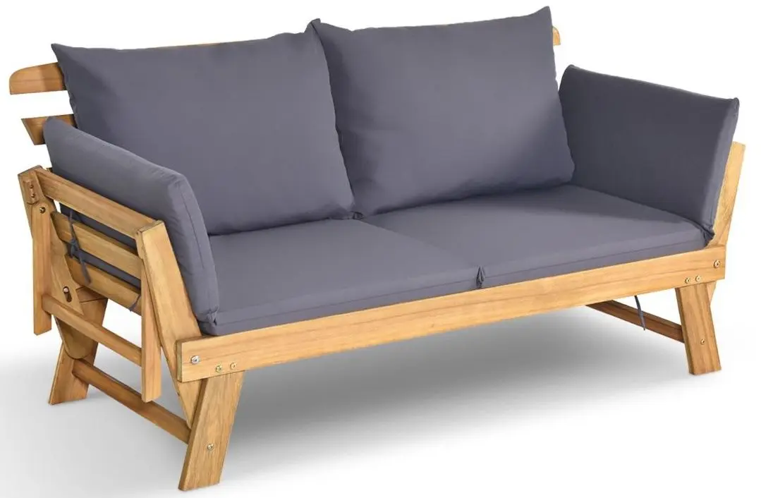 Canapea plianta de gradina Costway OP71195GR (Grey/Natural) - 2