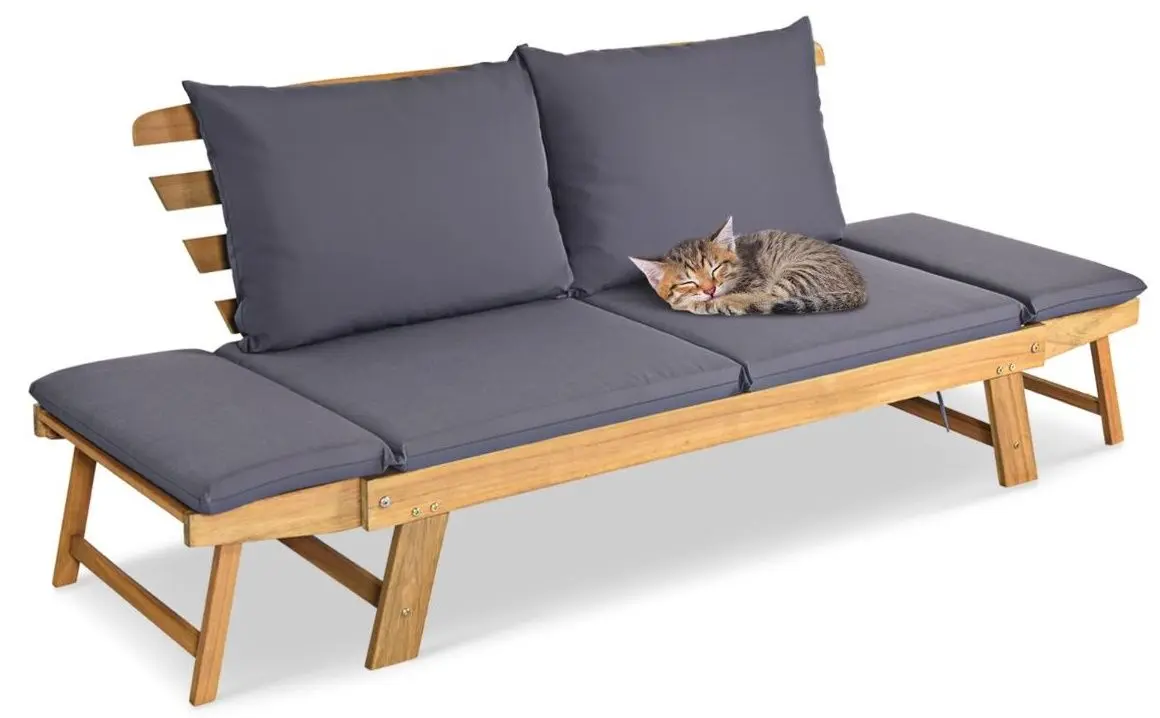 Canapea plianta de gradina Costway OP71195GR (Grey/Natural) - 3