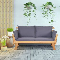 Canapea plianta de gradina Costway OP71195GR (Grey/Natural) Thumb