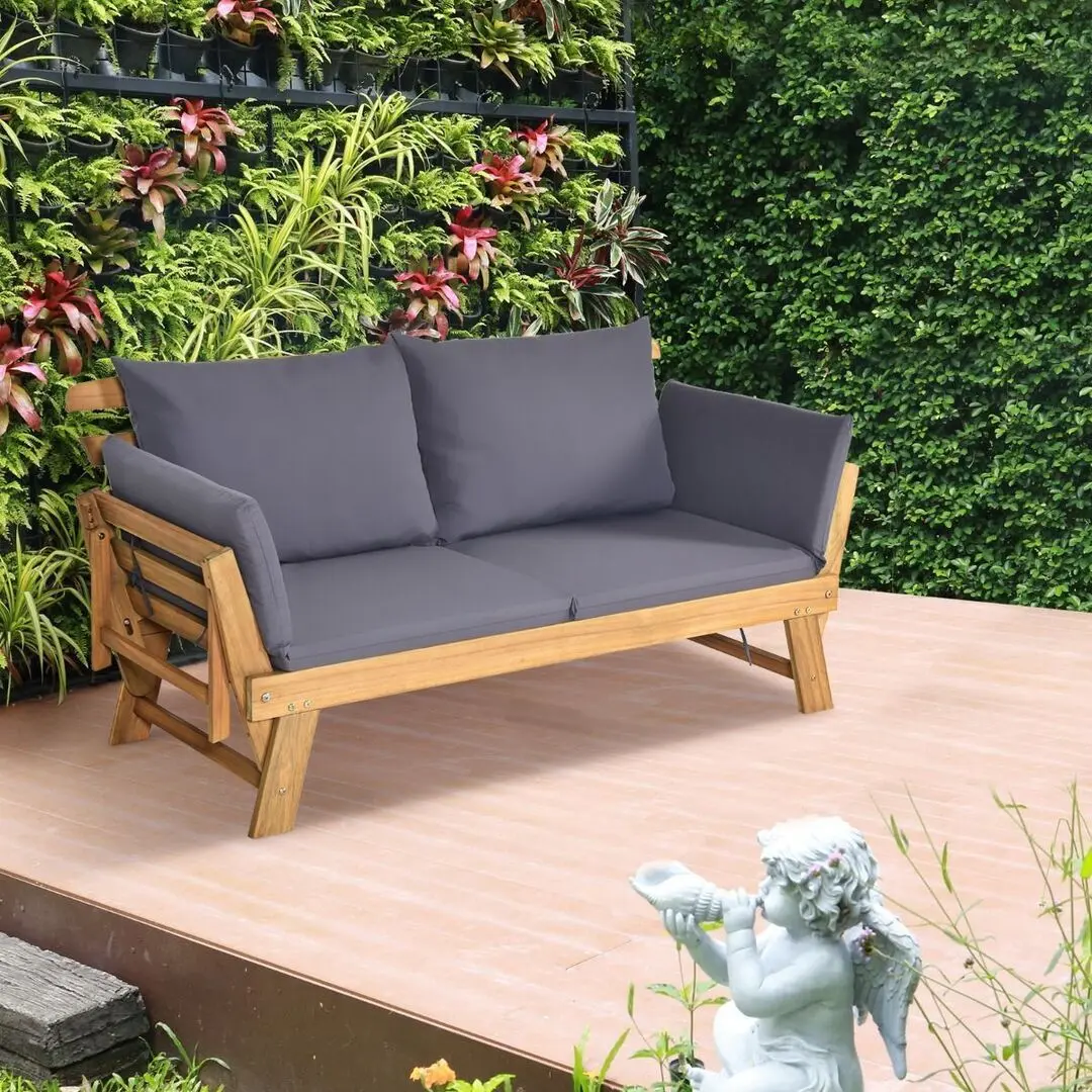 Canapea plianta de gradina Costway OP71195GR (Grey/Natural)