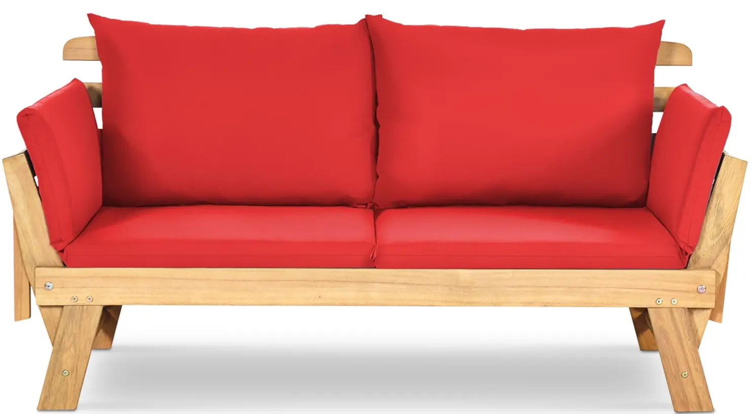 Canapea plianta de gradina Costway OP71195RE-B+ (Red/Natural) - 2