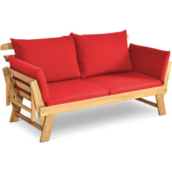 Canapea plianta de gradina Costway OP71195RE-B+ (Red/Natural) Thumb