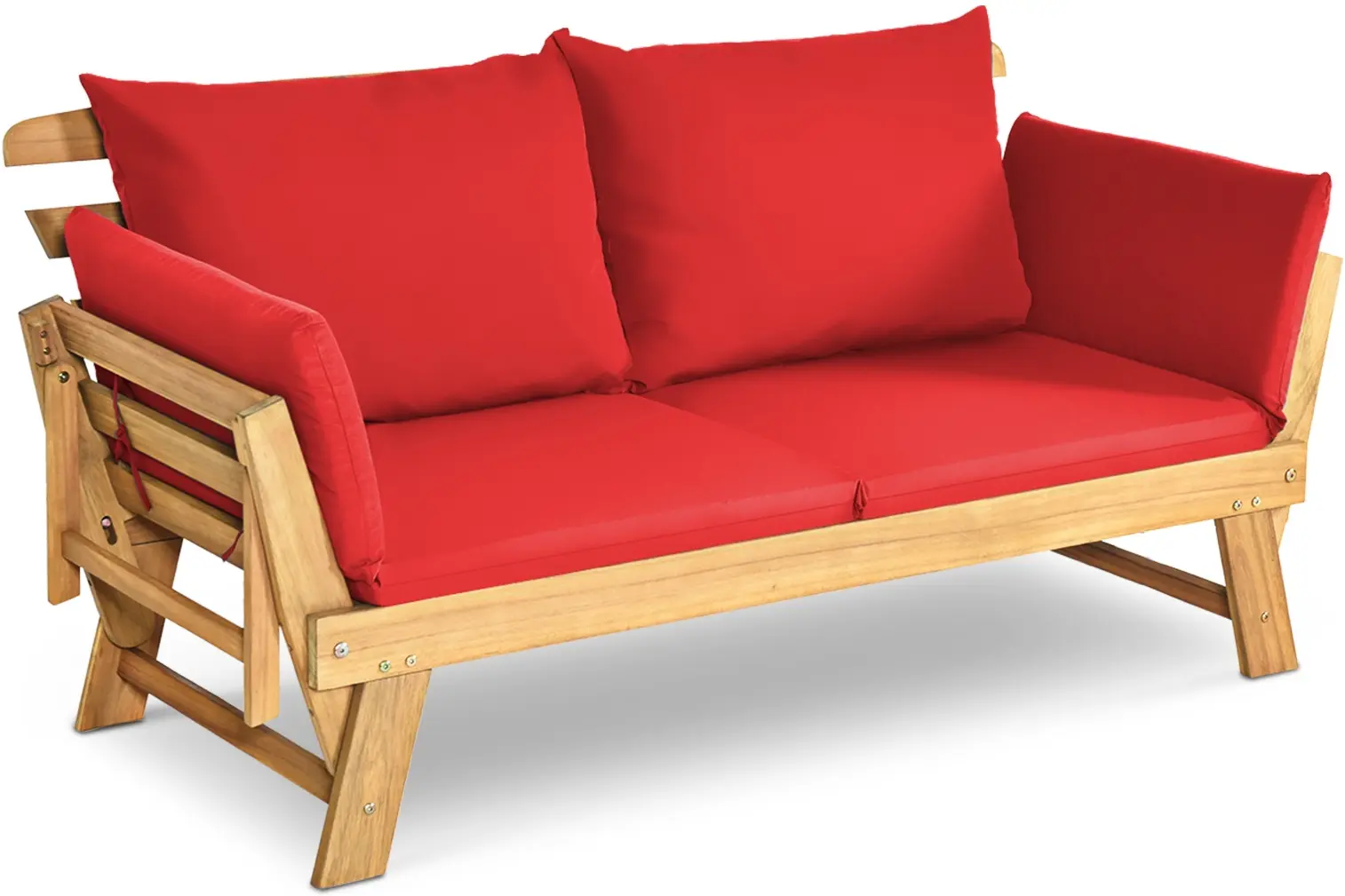 Canapea plianta de gradina Costway OP71195RE-B+ (Red/Natural) - 3