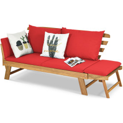 Canapea plianta de gradina Costway OP71195RE-B+ (Red/Natural) Thumb