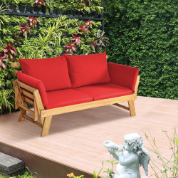 Canapea plianta de gradina Costway OP71195RE-B+ (Red/Natural) Thumb
