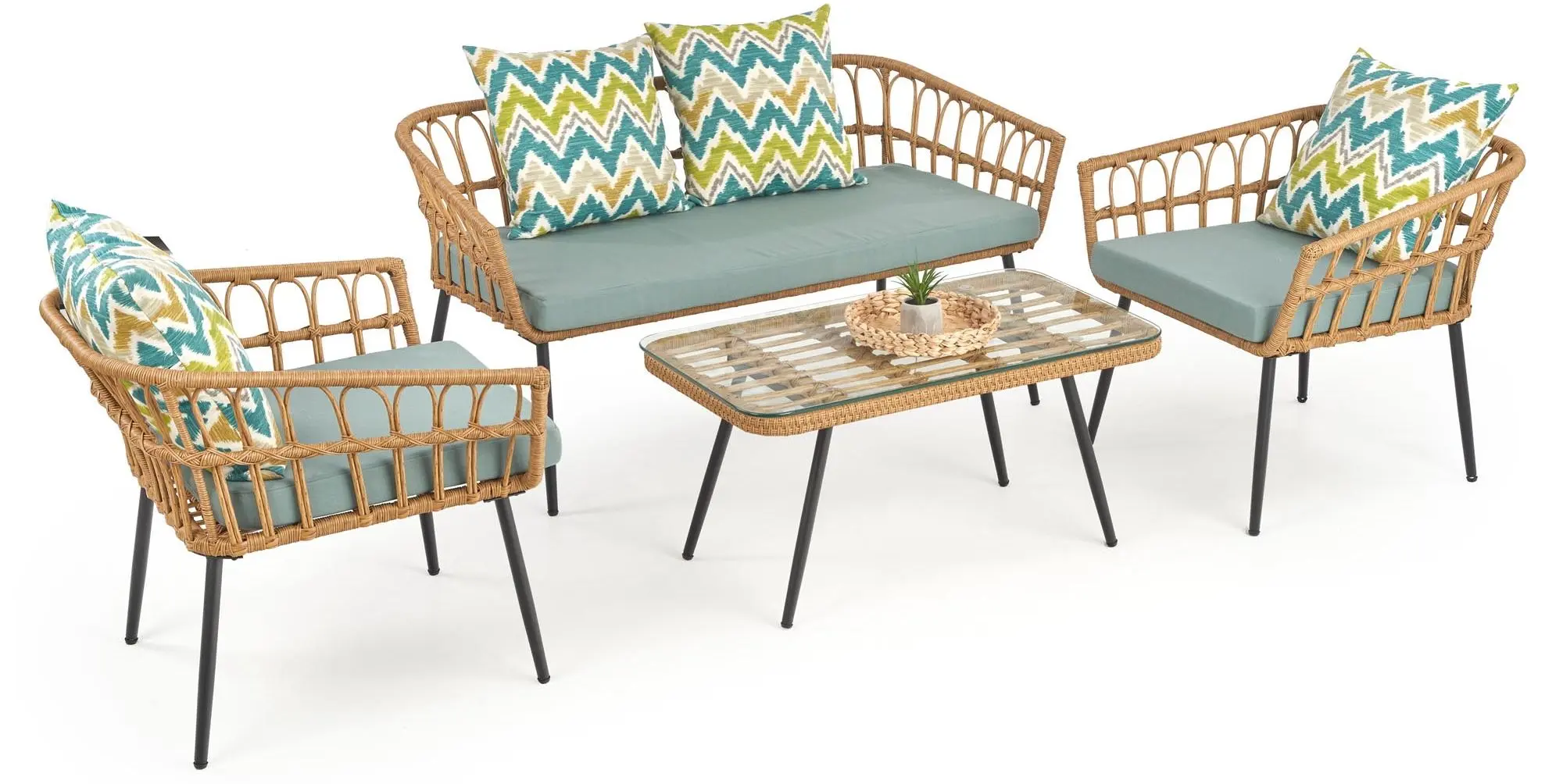 Садовый диван Halmar Gardena 2S (Natural/Black/Gray)