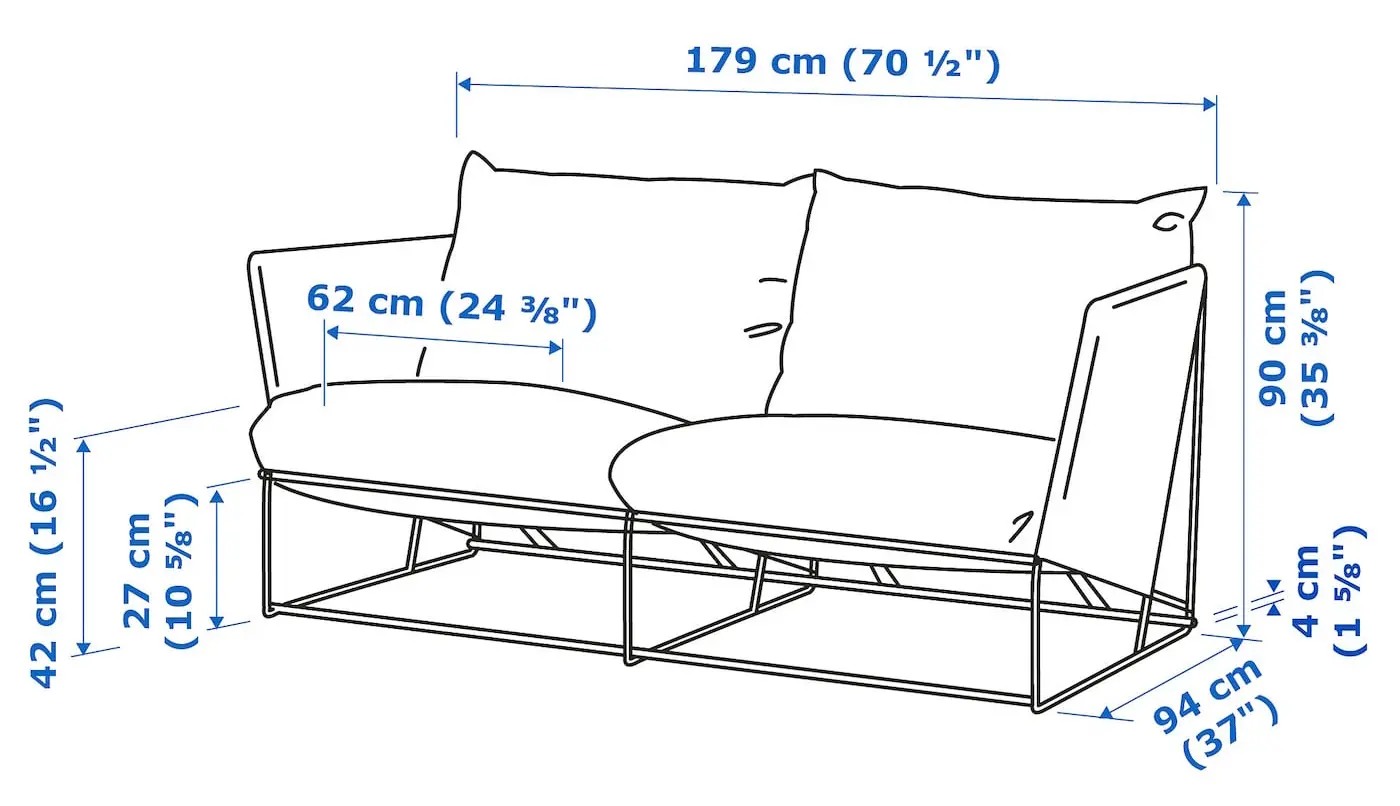 Canapea de gradina Ikea Havsten 2 locuri 179x92x76 (Bej)