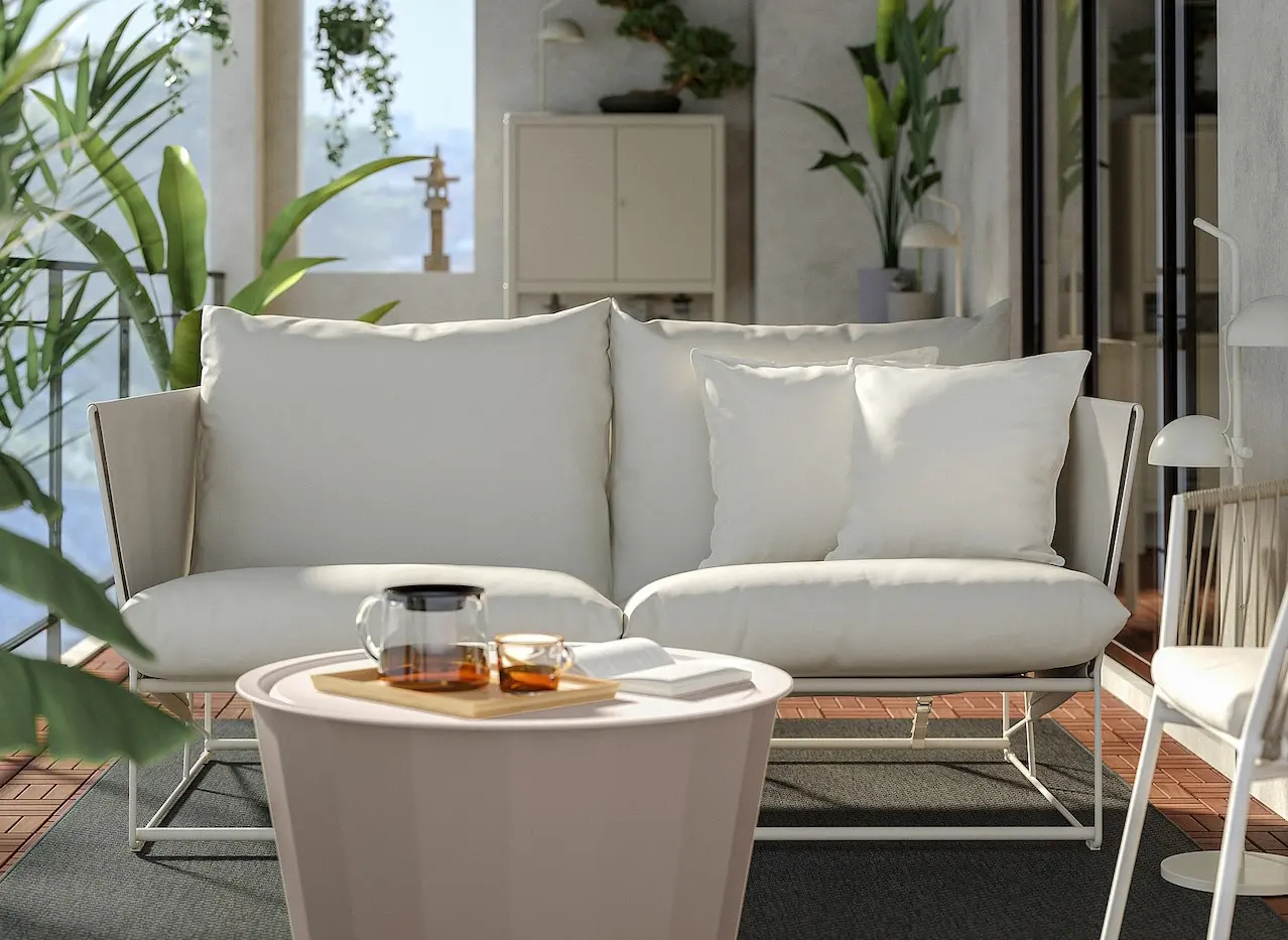 Садовый диван Ikea Havsten 2-местный (Бежевый)