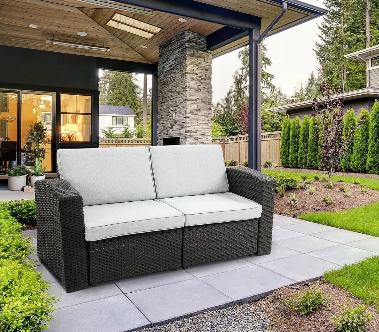 Canapea de grădină Outsunny 84B-159GY (Black/Grey)