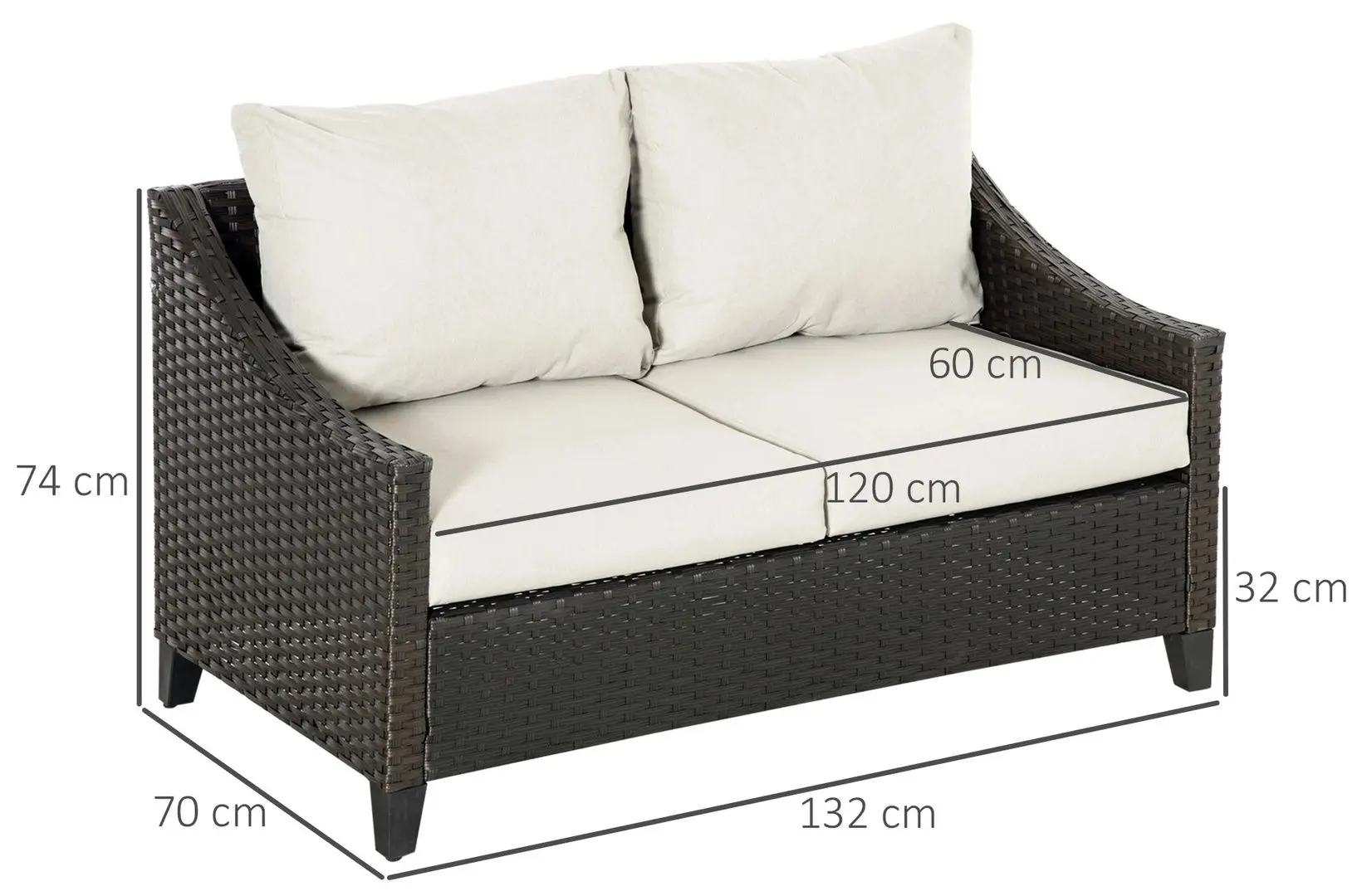 Садовый диван Outsunny 860-186 (Brown/Beige)