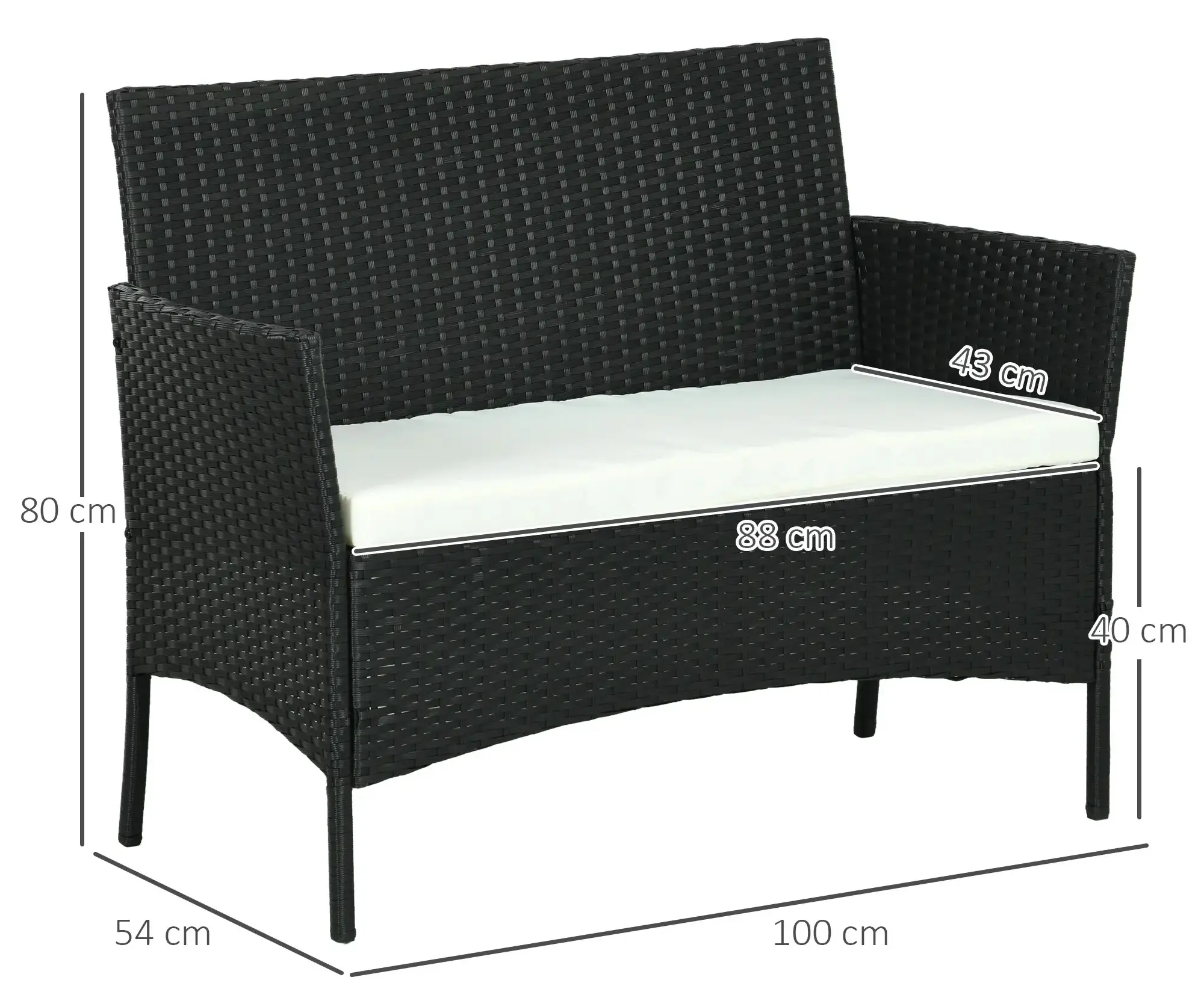 Canapea de gradina Outsunny 860-307V00BK (Black) - 4