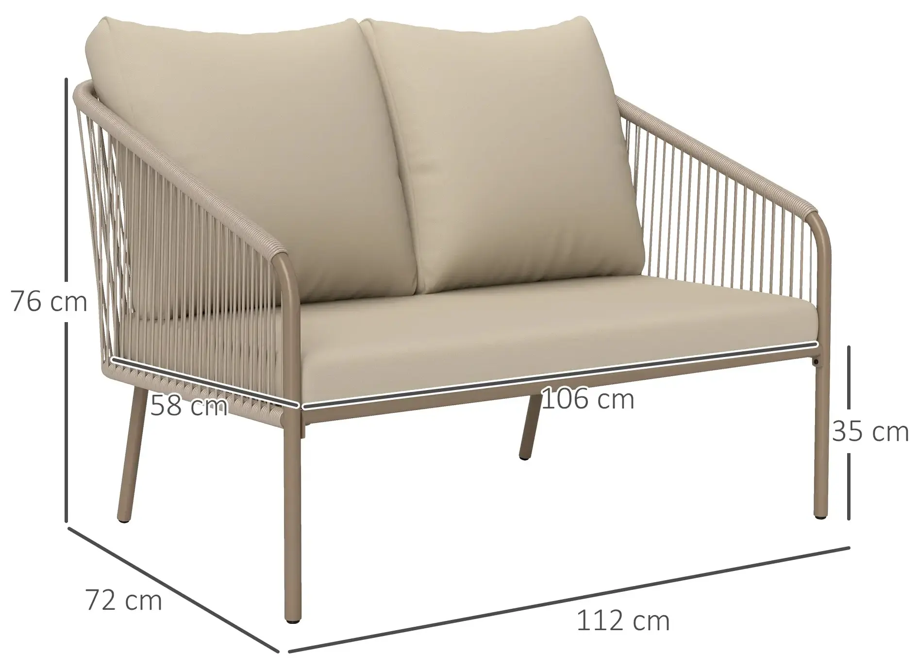 Canapea de gradina Outsunny 860-398V00BG (Beige) - 4