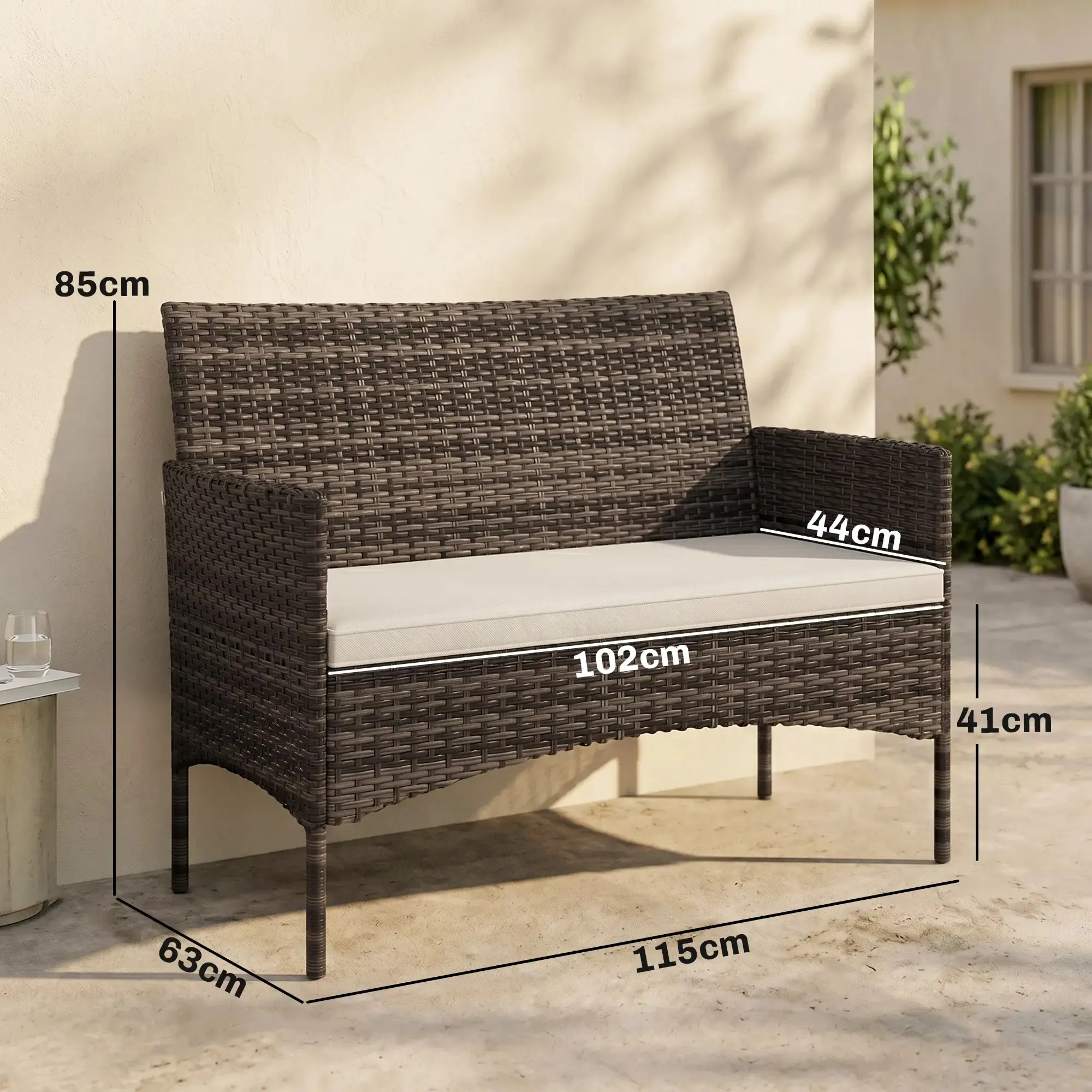 Садовый диван Outsunny 860-427V00KK (Brown/Khaki) - 4