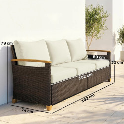 Canapea de gradina Outsunny 860-445V00CW (Cream White/Brown) Thumb