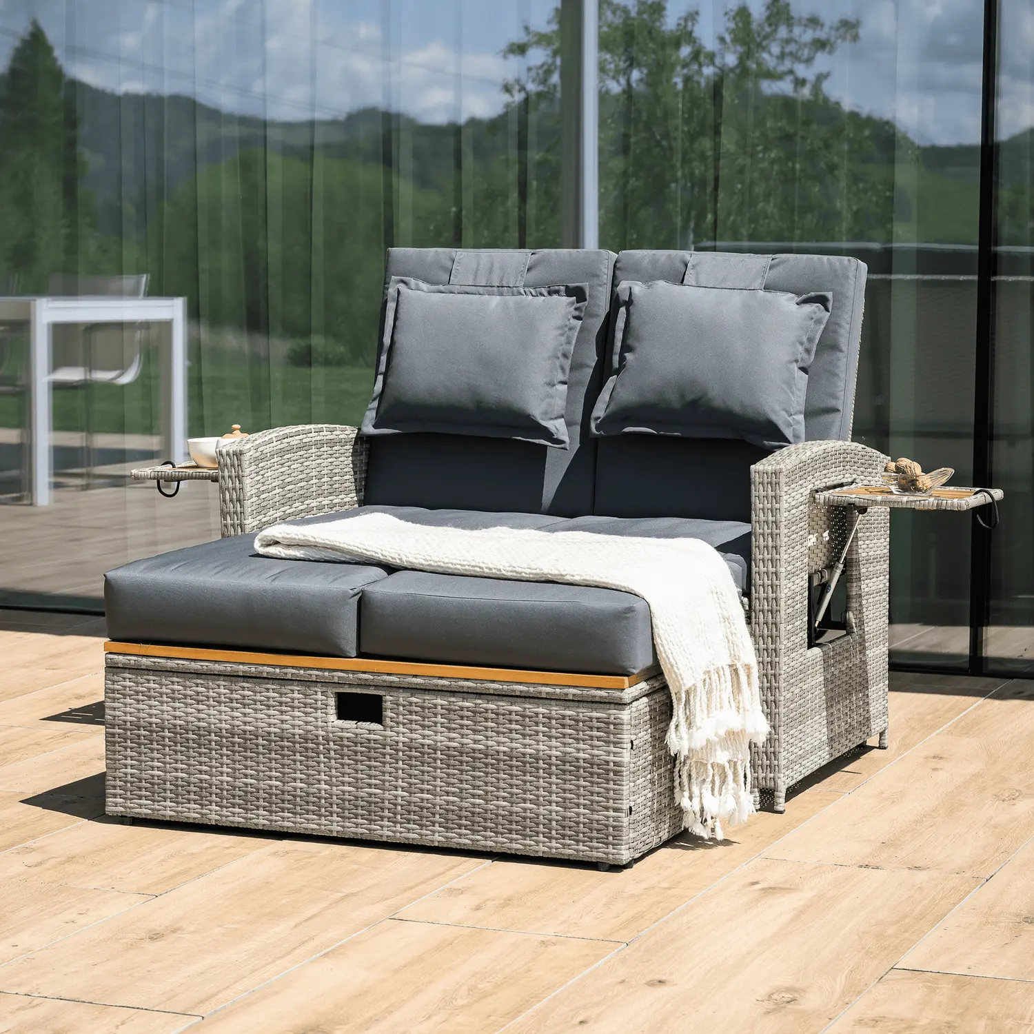 Canapea de gradina Tempo Kondela Malory (Gray/Natural)