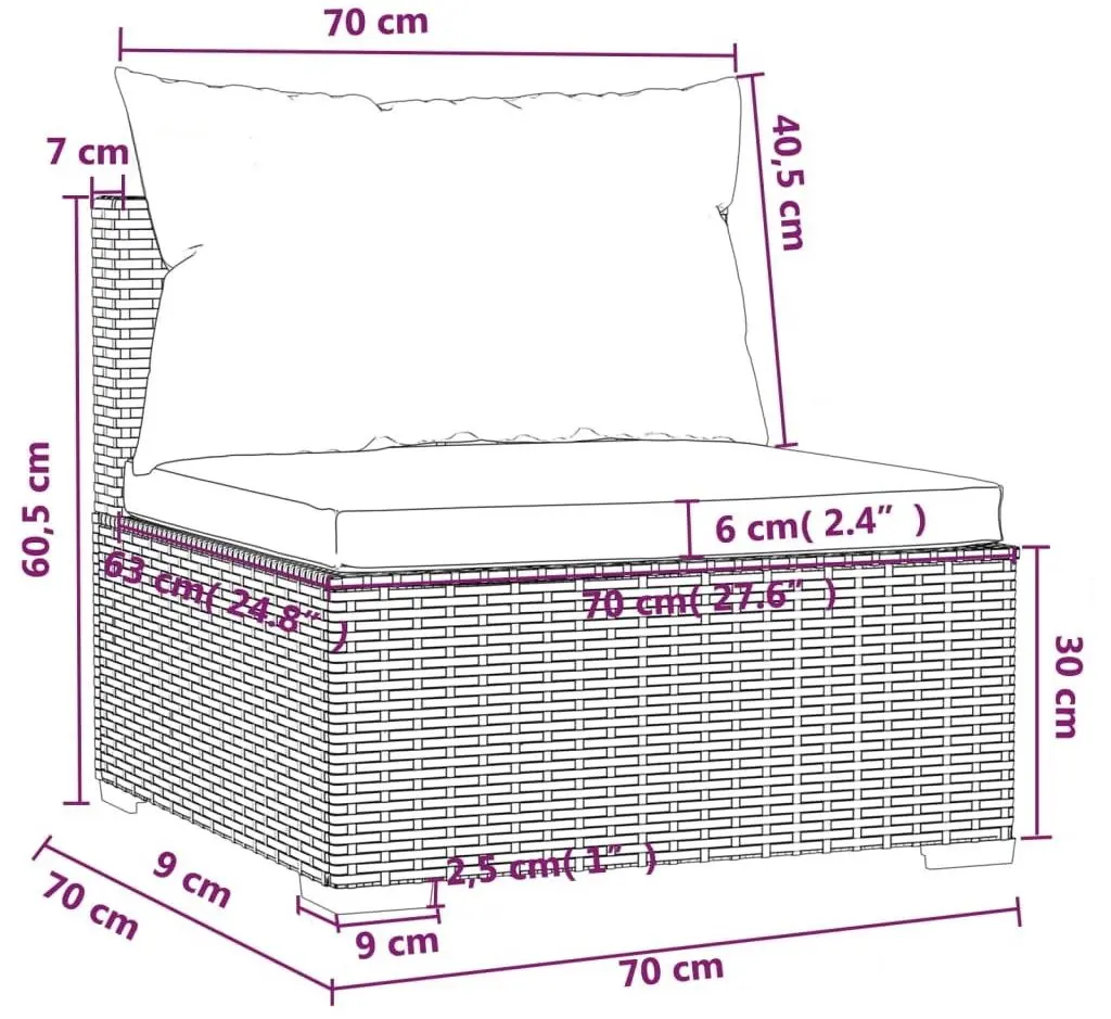 Модульный садовый диван VidaXL 3101697 (Black/Navy Blue)