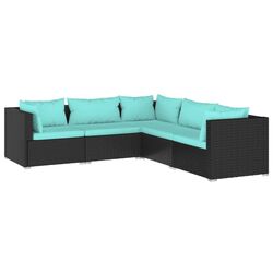Модульный садовый диван VidaXL 3101697 (Black/Navy Blue) Thumb