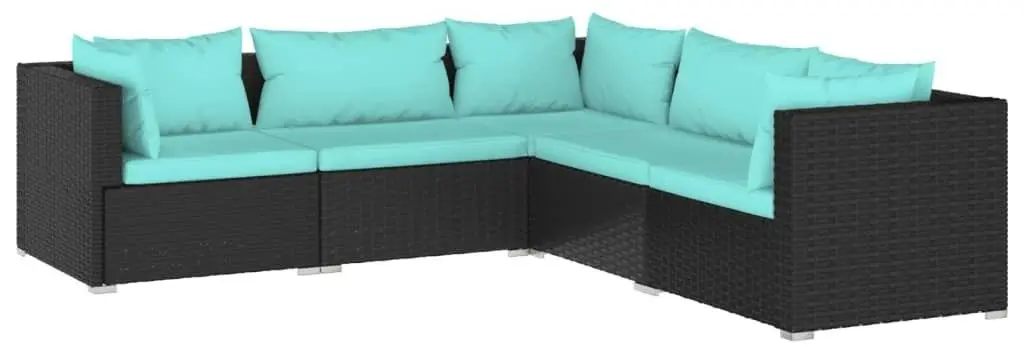 Модульный садовый диван VidaXL 3101697 (Black/Navy Blue)