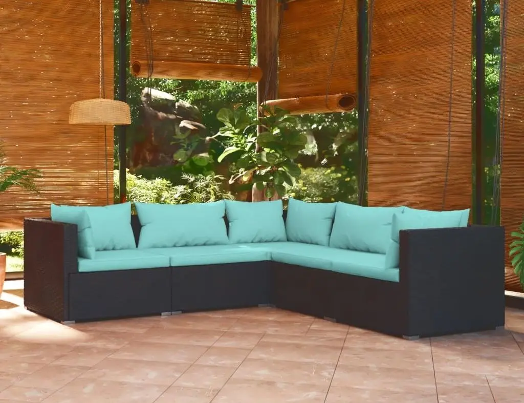 Модульный садовый диван VidaXL 3101697 (Black/Navy Blue)