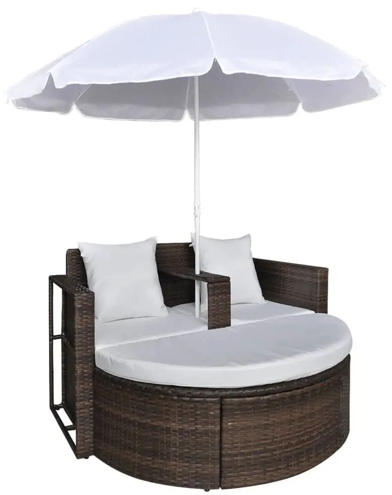 Canapea modulara de gradina cu umbrela VidaXL 40734 (Brown/White)