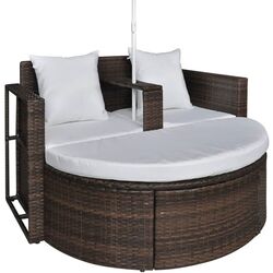 Canapea modulara de gradina cu umbrela VidaXL 40734 (Brown/White) Thumb