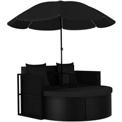 Canapea modulară de grădină cu umbrelă VidaXL 47398 (Black) Thumb