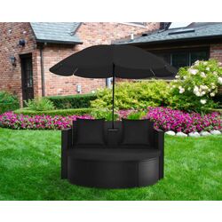 Canapea modulară de grădină cu umbrelă VidaXL 47398 (Black)