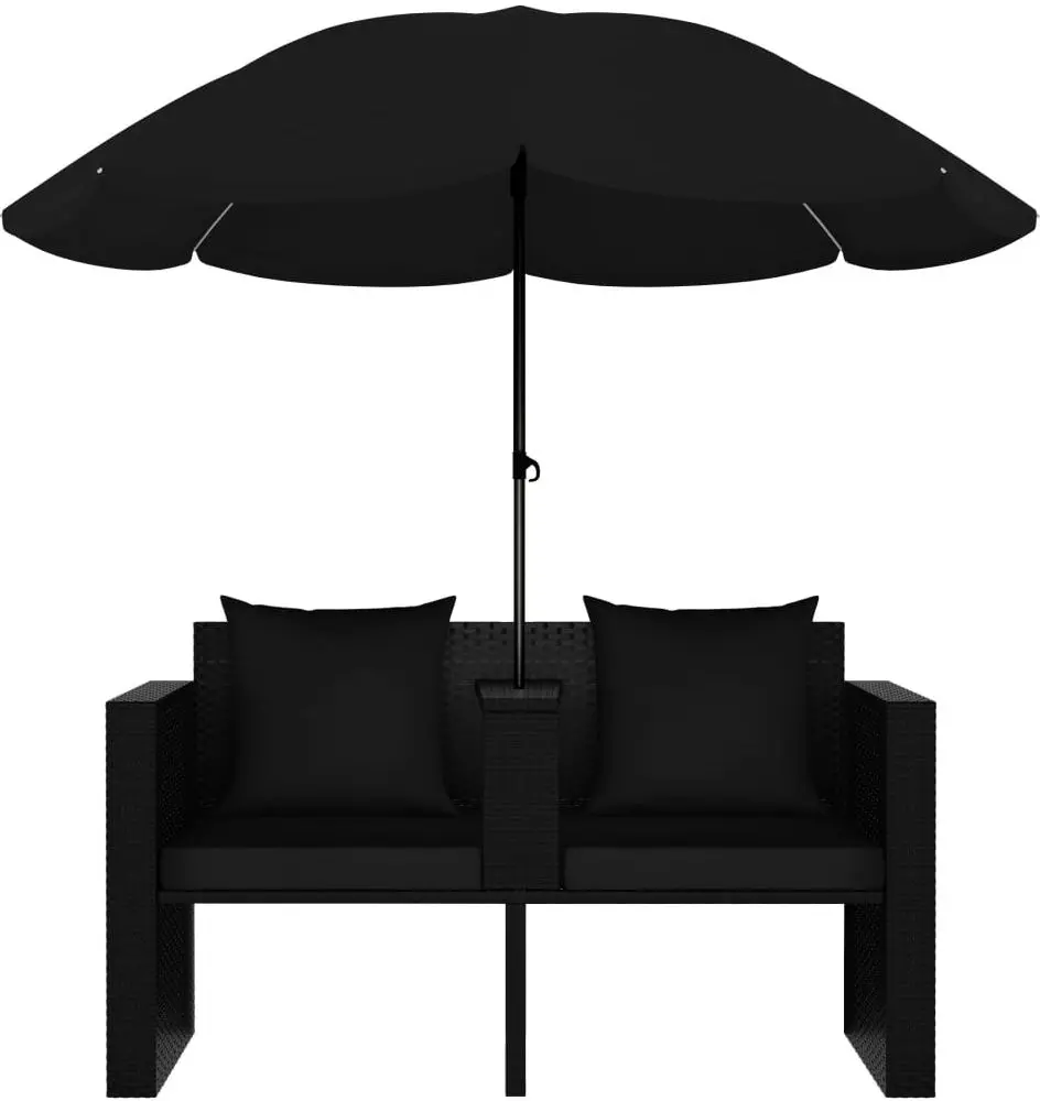 Canapea modulară de grădină cu umbrelă VidaXL 47398 (Black)
