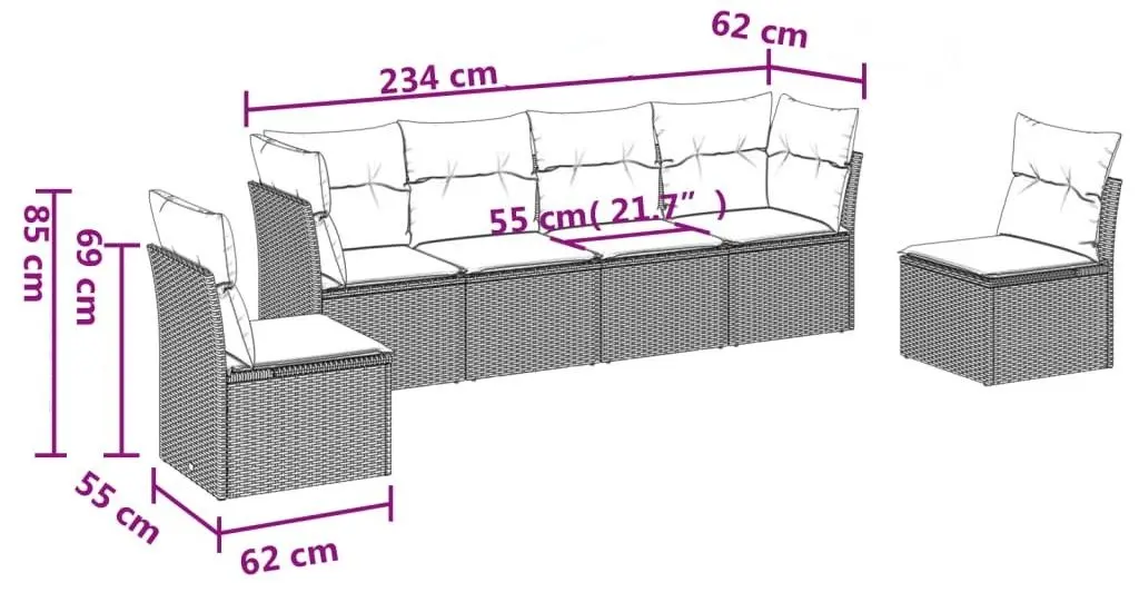 Canapea modulara de gradina VidaXL 3249205 (Black/Cream)