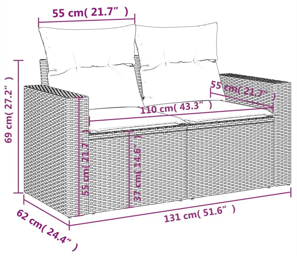 Садовый модульный диван VidaXL 3251190 (Brown/Cream)