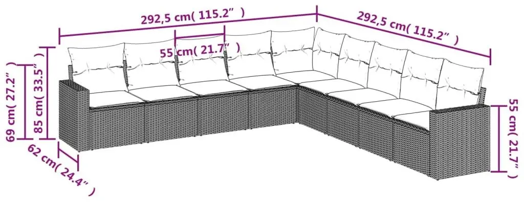 Canapea modulara de gradina VidaXL 3251430 (Brown/Cream)