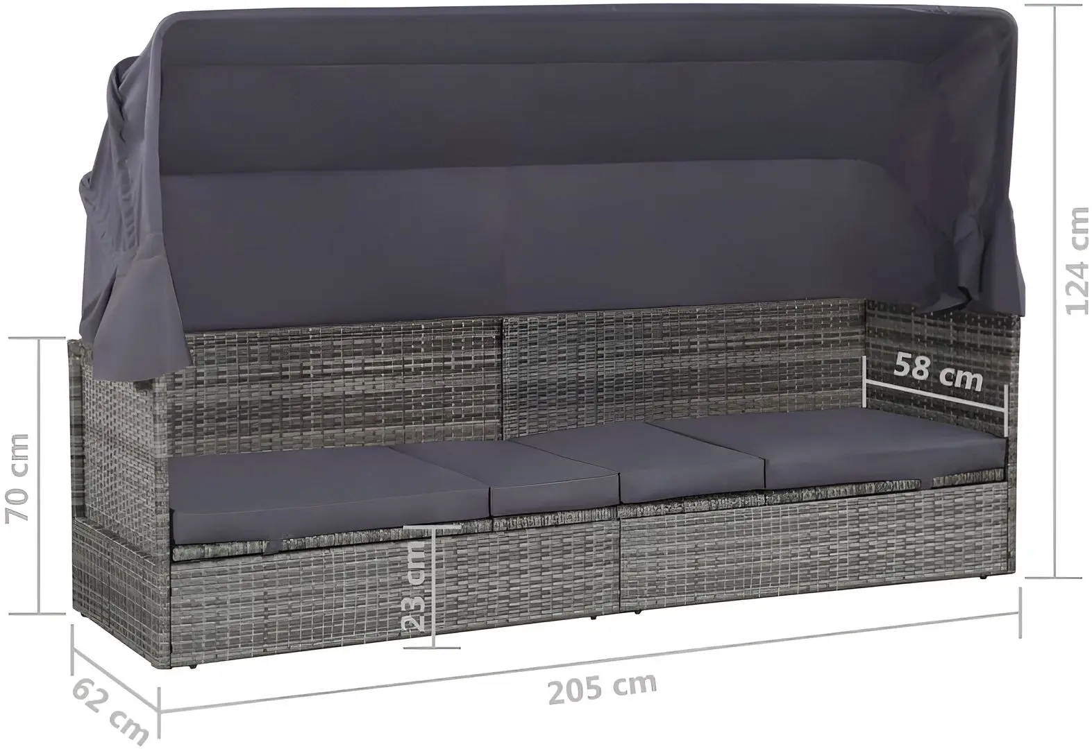 Canapea modulară de grădină VidaXL 43962 (Grey)