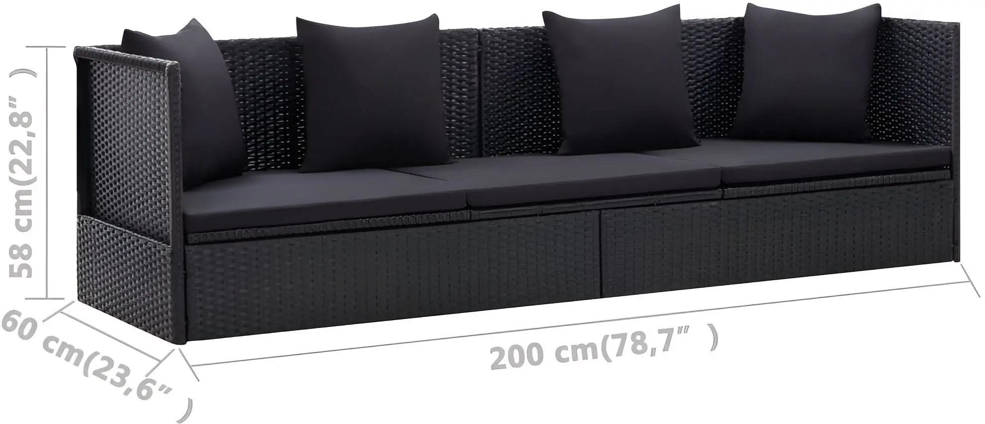 Canapea modulară de grădină VidaXL 46087 (Black)