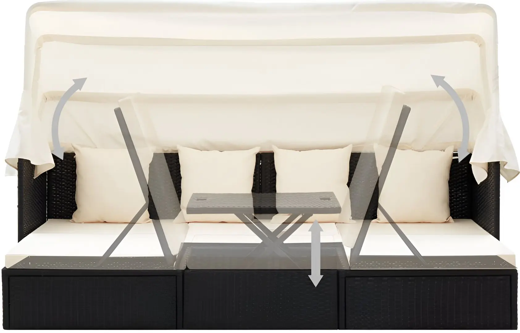 Canapea modulară de grădină VidaXL 46156 (Black/White)