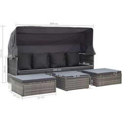 Canapea modulară de grădină VidaXL 46158 (Grey) Thumb