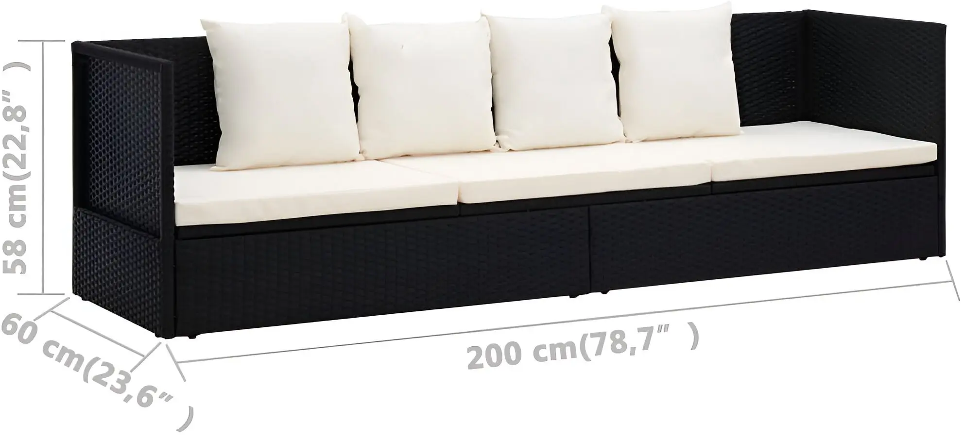 Canapea modulară de grădină VidaXL 49391 (Black/White)