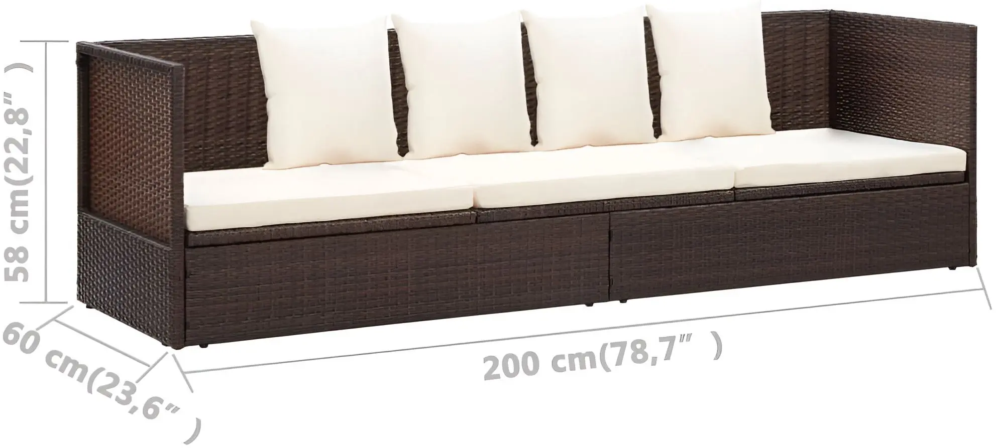 Canapea modulară de grădină VidaXL 49392 (Brown/White)