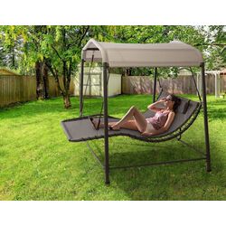 Шезлонг-качели с тентом Blumfeldt Palermo 10034774 (Grey/Beige) Thumb