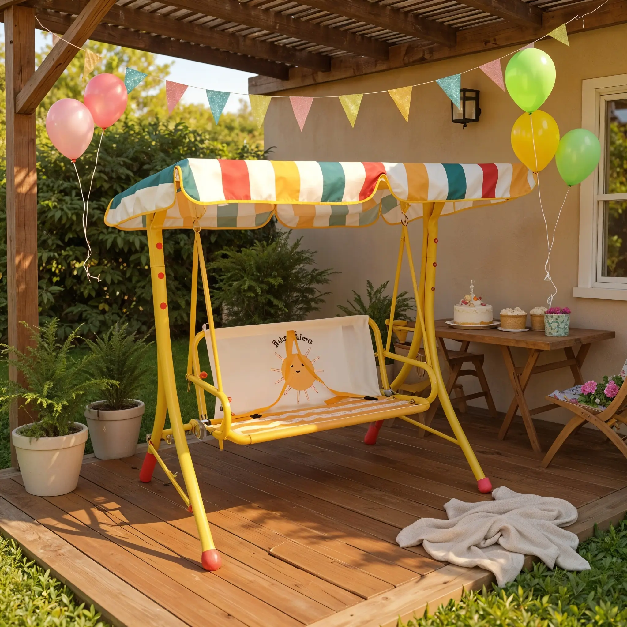 Скамья-качели с тентом Chomik KRE1128 (Yellow) - 3