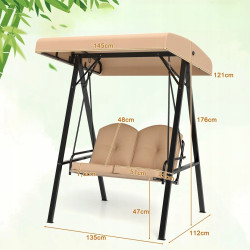 Скамья-качели с тентом Costway NP12258BE (Beige) Thumb