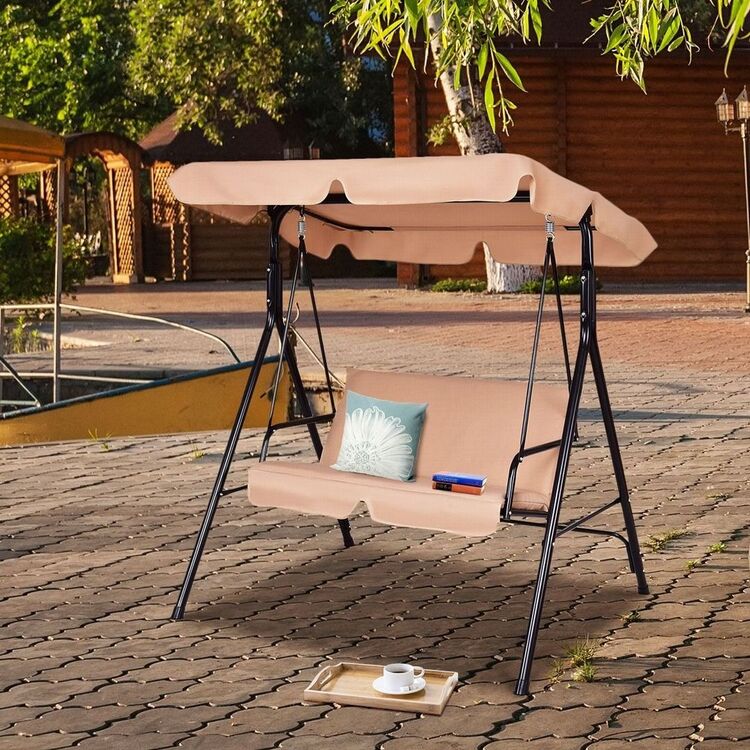 Скамья-качели с тентом Costway OP70493ZS (Light Brown) купить в ...