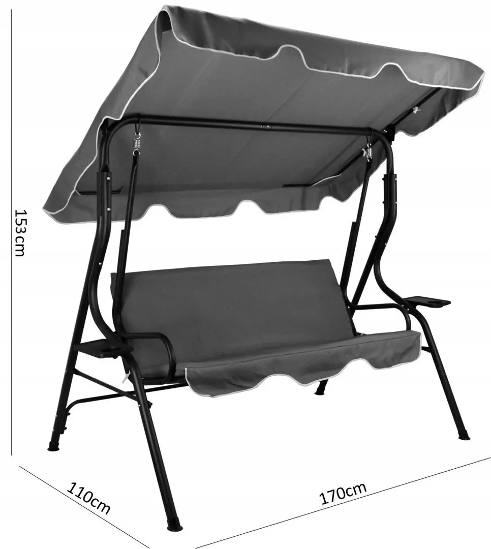 Скамья-качели с тентом GardenLine KRE0742 (Green/Grey)